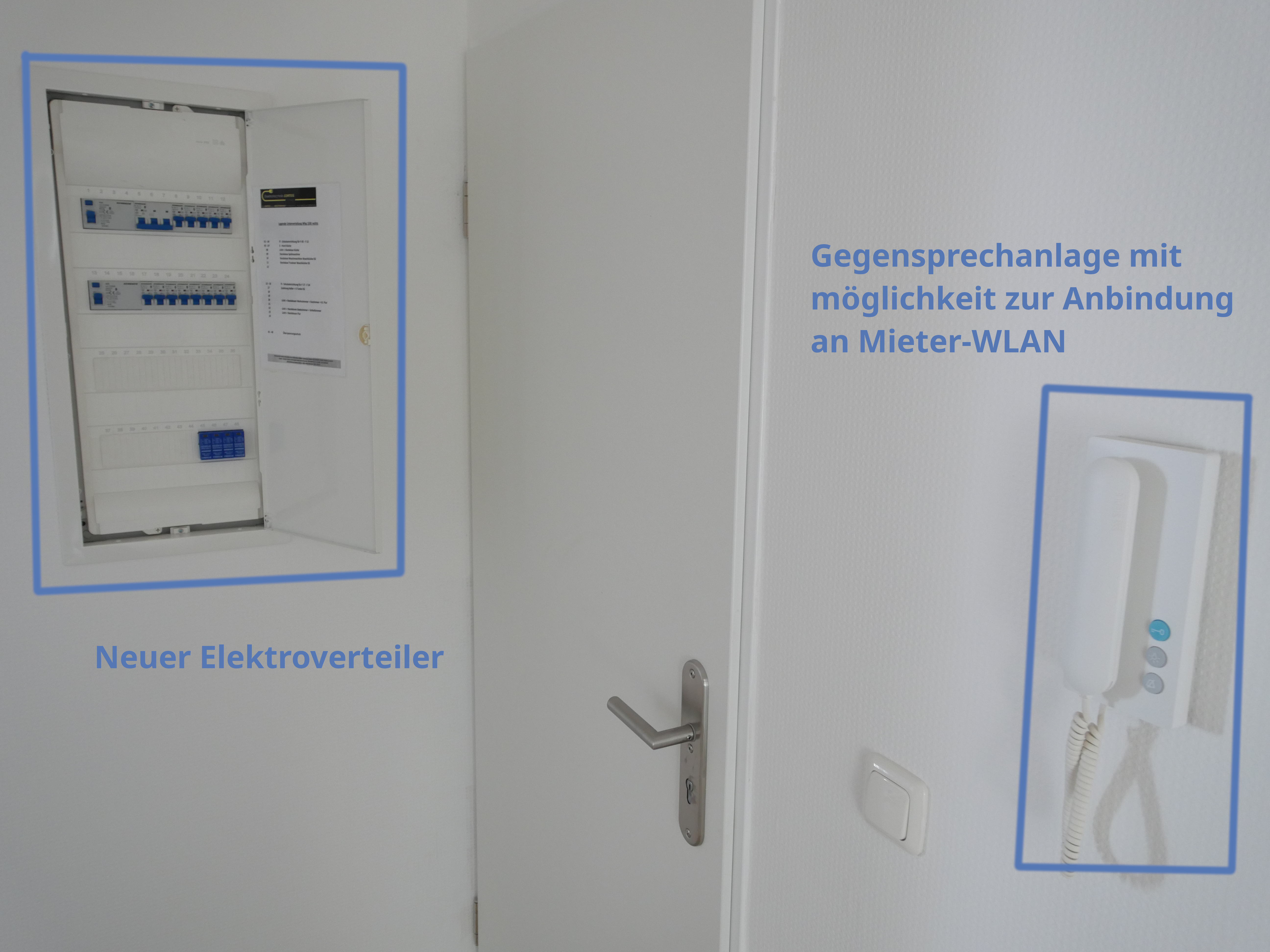 Neuer Elektroverteiler und Gegensprechanlage (Siedle IQ) mit optionaler Anbindung an Mieter WLAN